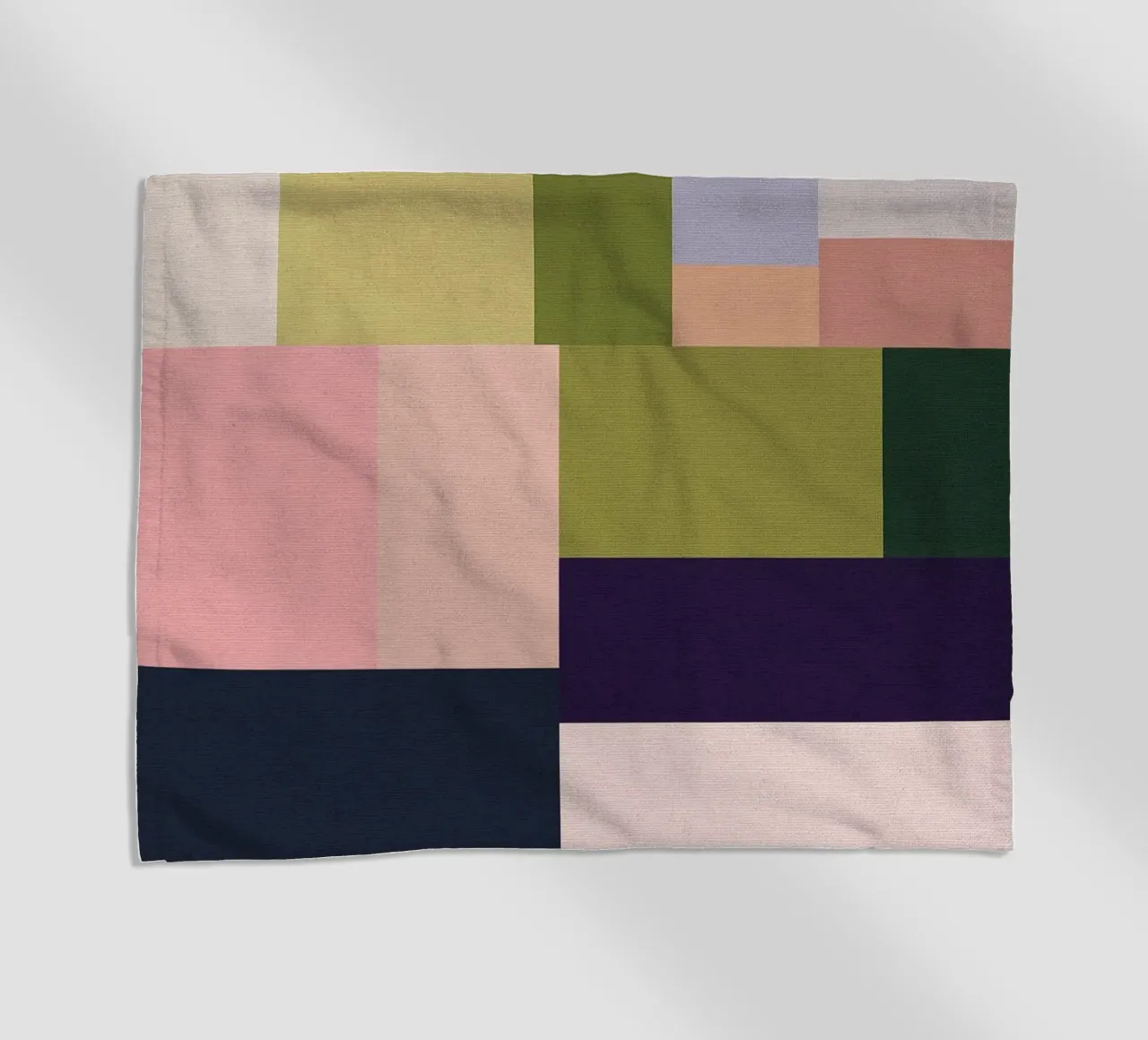 Mid-Century Bohemian Geometry • Summer Fields in Pink, Green beach towel by Dominique Vari Abstract