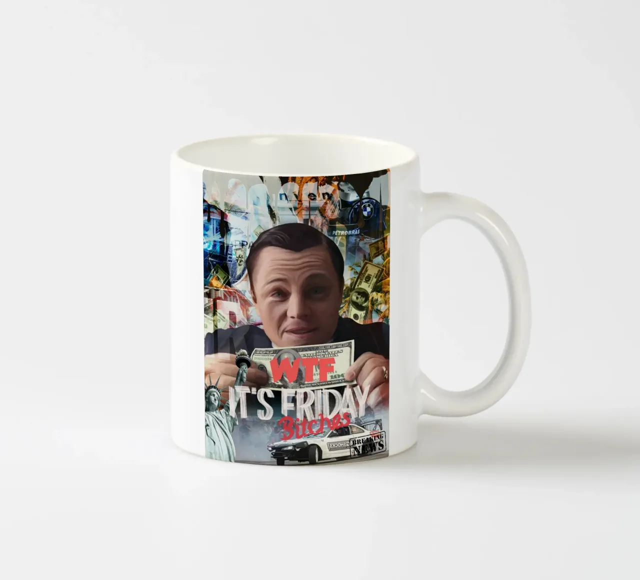 Leo  with money tazza in ceramica da Low poly art