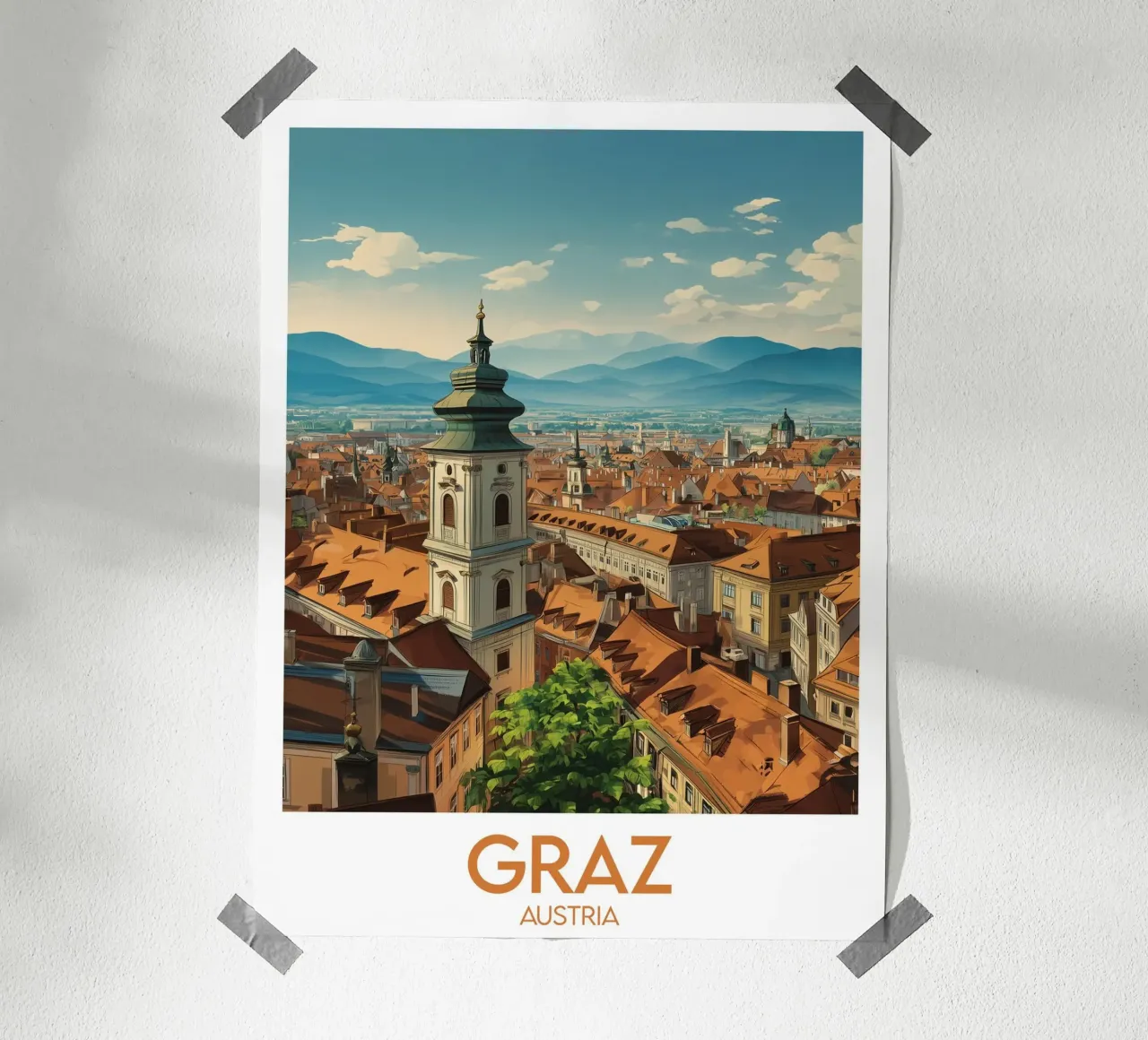 Affiche Graz poster con telaio in legno da Frame the World