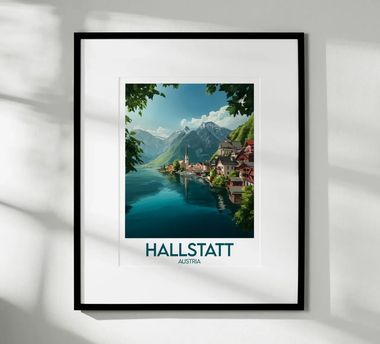 Affiche Hallstatt poster con telaio in legno da Frame the World