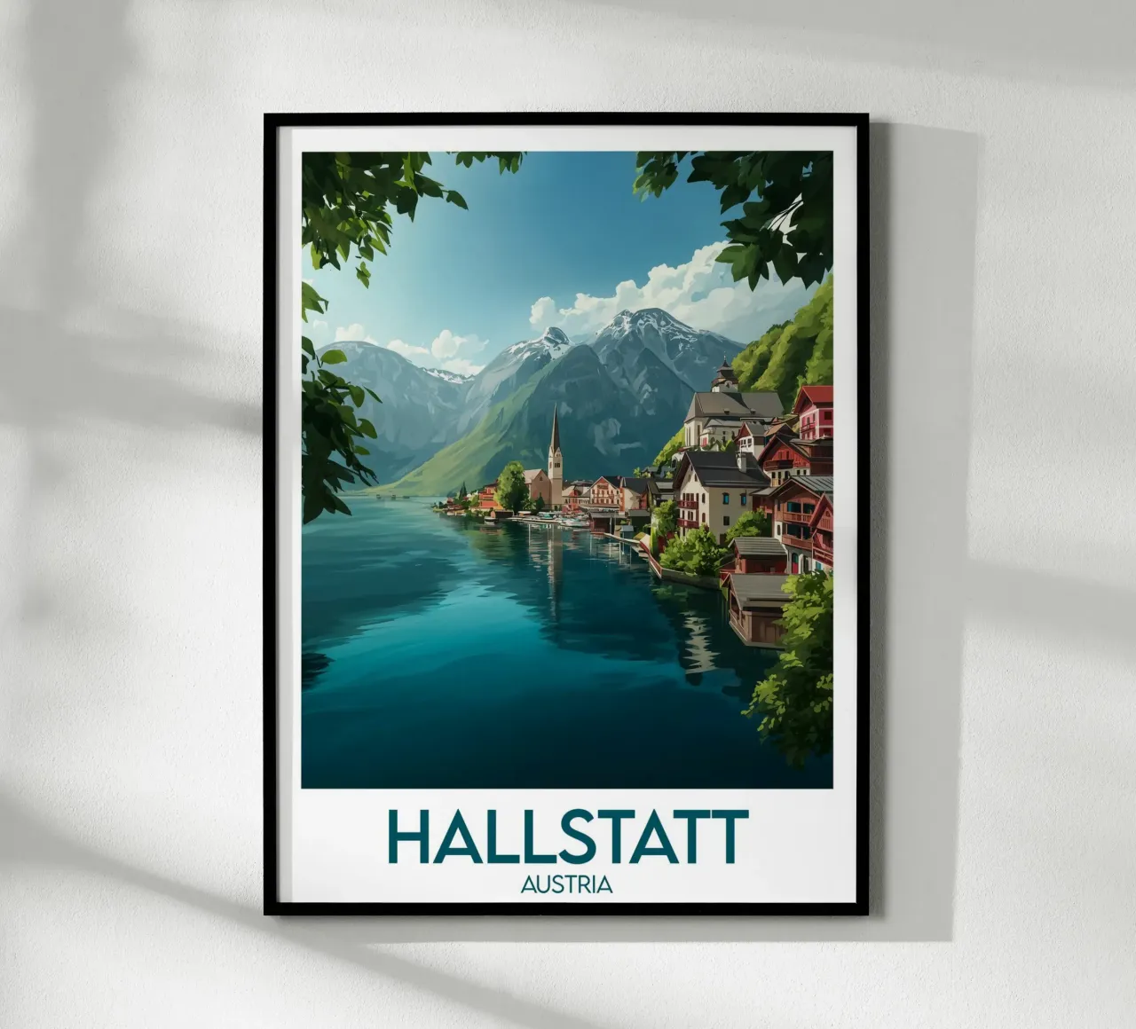 Affiche Hallstatt poster con telaio in legno da Frame the World