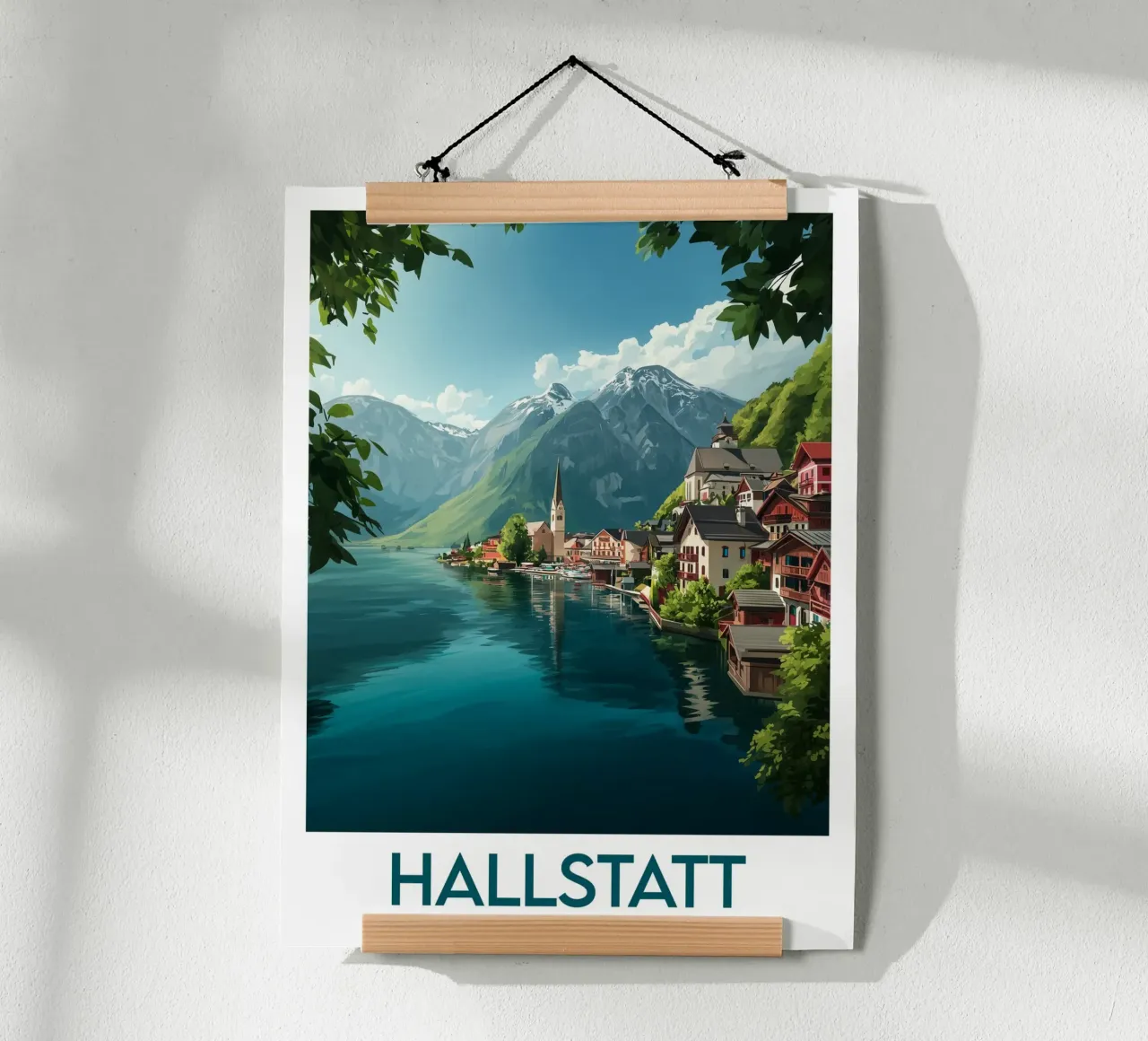 Affiche Hallstatt poster con telaio in legno da Frame the World