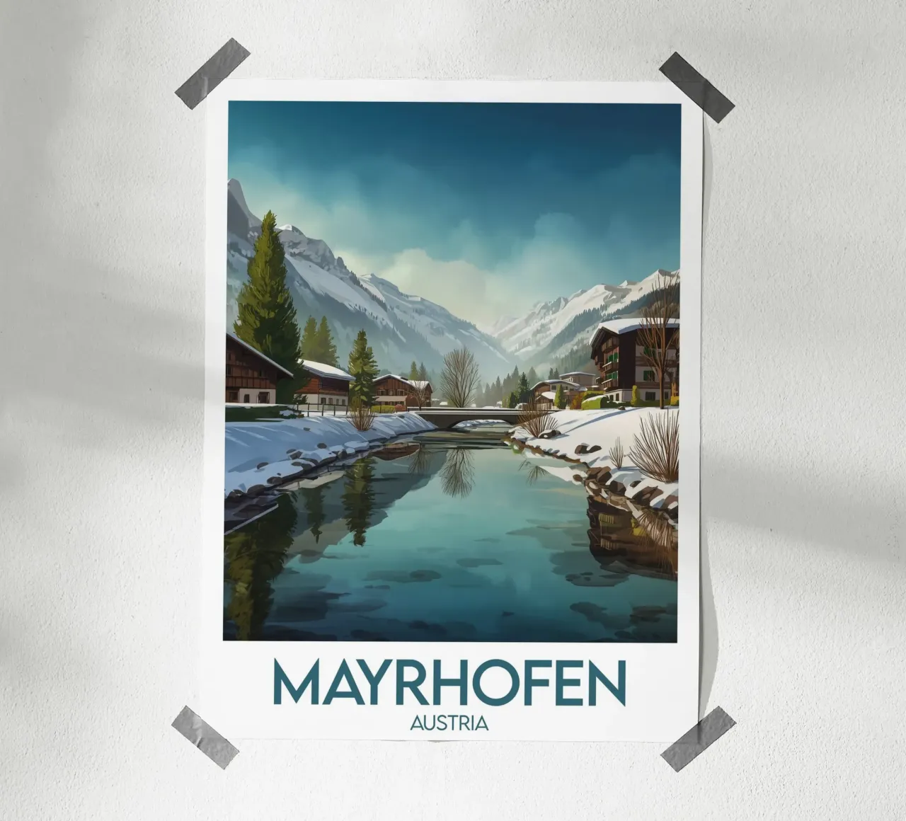 Affiche Mayrhofen poster con telaio in legno da Frame the World