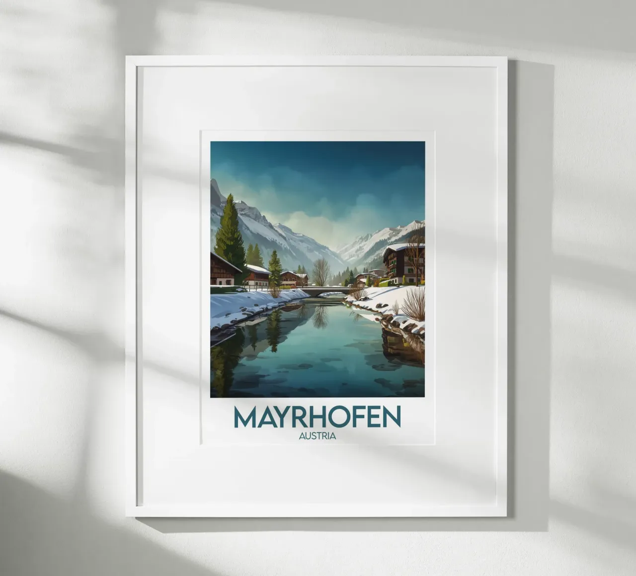 Affiche Mayrhofen poster con telaio in legno da Frame the World