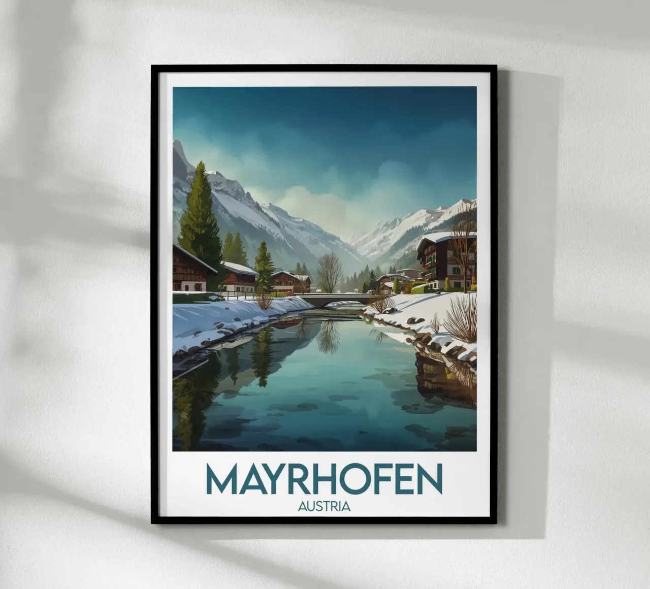 Affiche Mayrhofen poster con telaio in legno da Frame the World