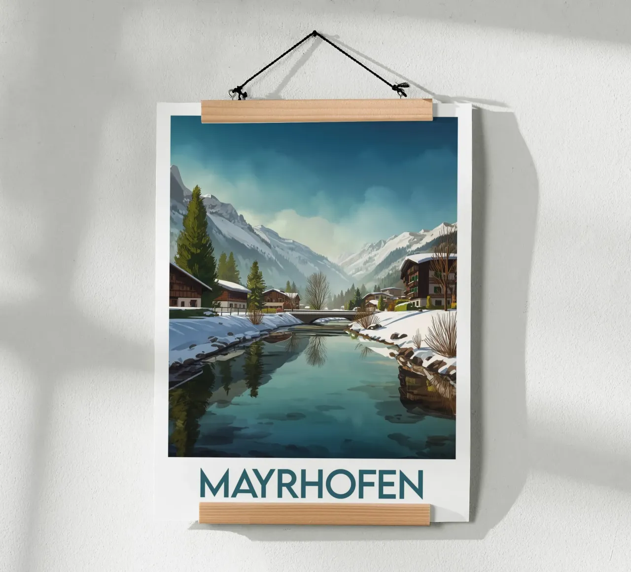 Affiche Mayrhofen poster con telaio in legno da Frame the World