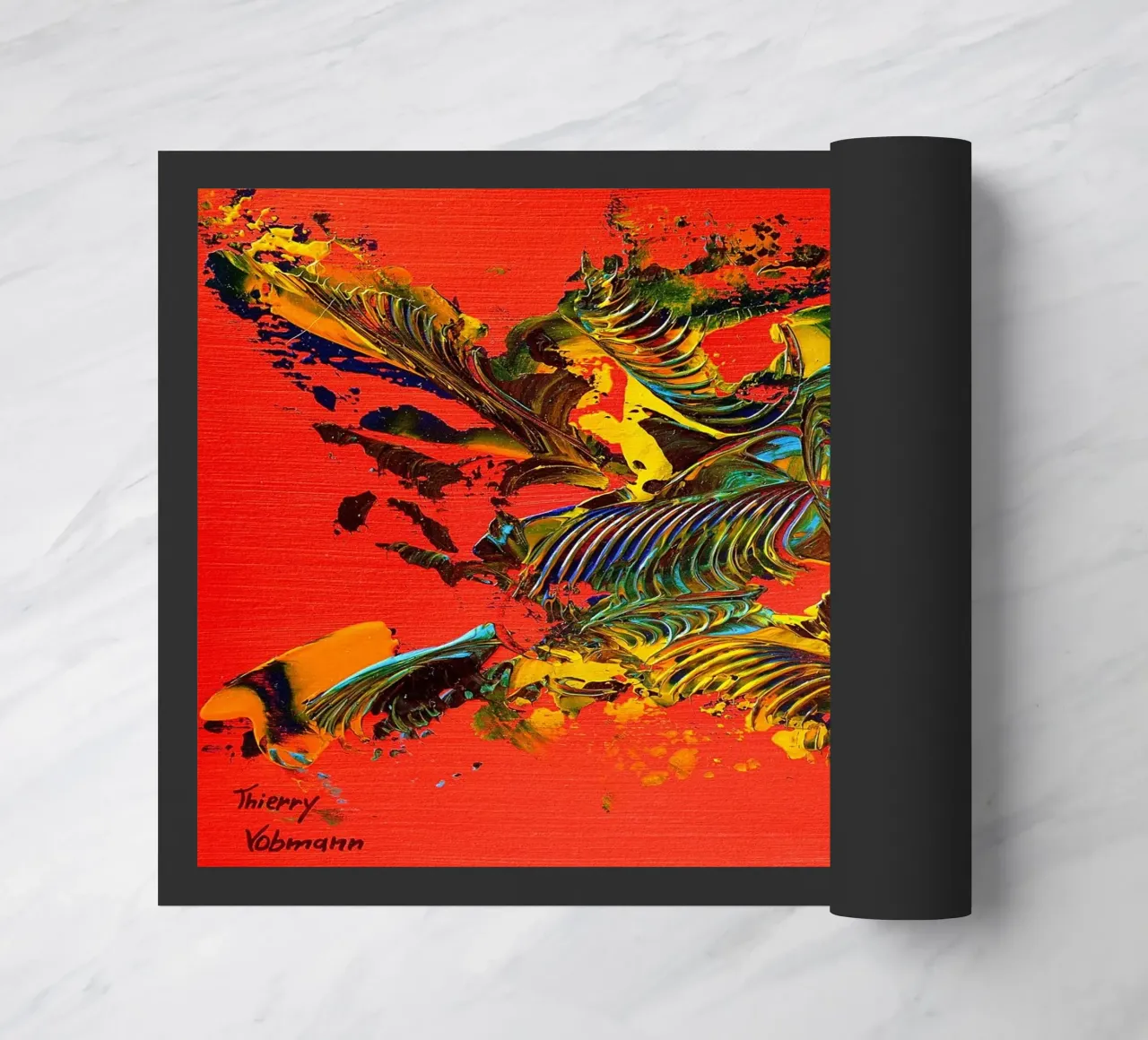 MESSAGE FROM THE HEART 12 Fußmatte von Thierry Vobmann Abstract painting