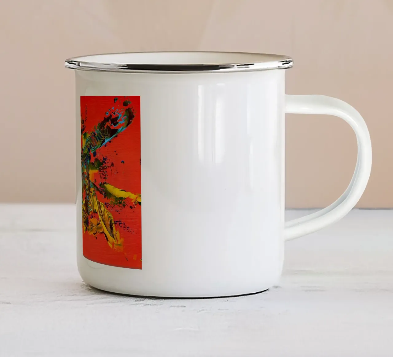 MESSAGE FROM THE HEART 12 Emaille Tasse von Thierry Vobmann Abstract painting