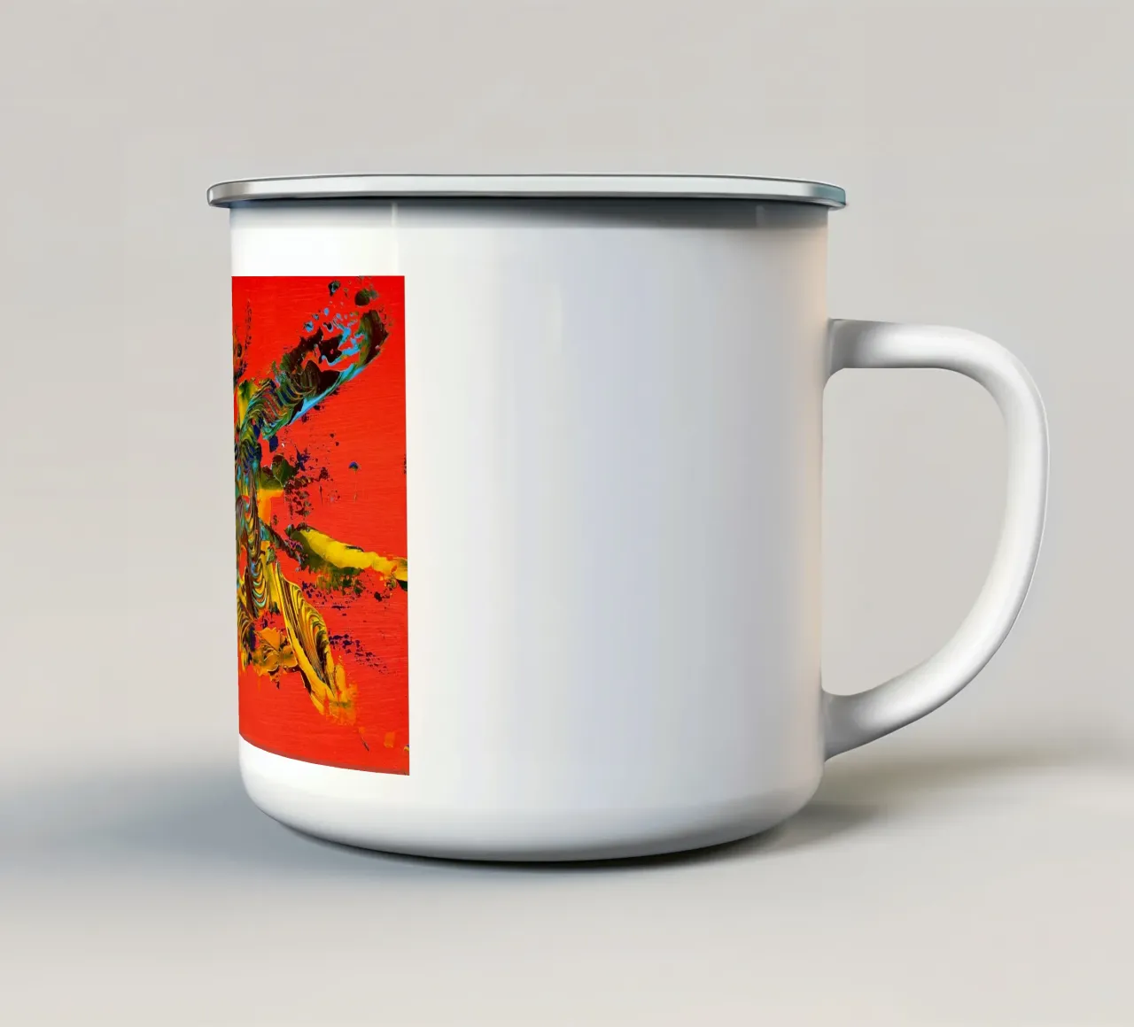 MESSAGE FROM THE HEART 12 Emaille Tasse von Thierry Vobmann Abstract painting