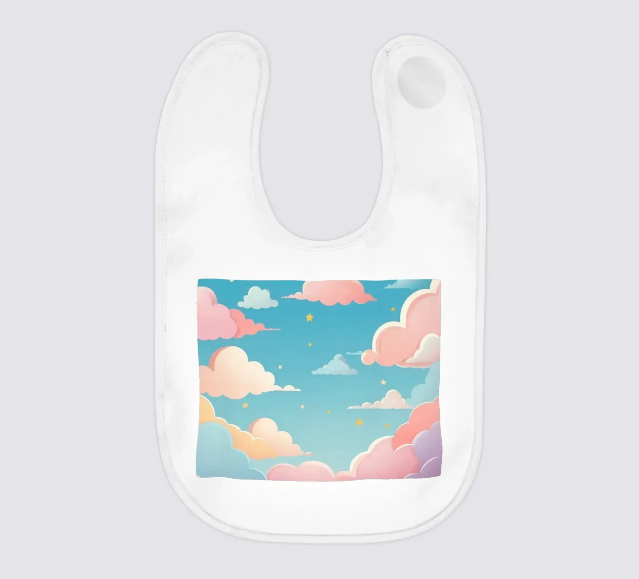 pastello Nuvole e stelle colorate riempiono il cielo bavaglino da DesignDoodle