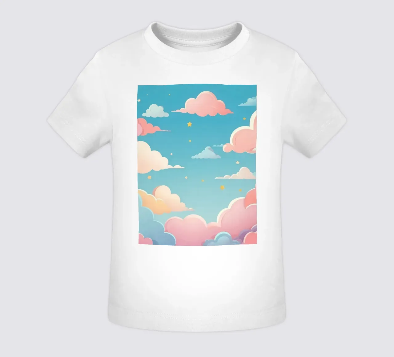 pastello Nuvole e stelle colorate riempiono il cielo maglietta neonato da DesignDoodle