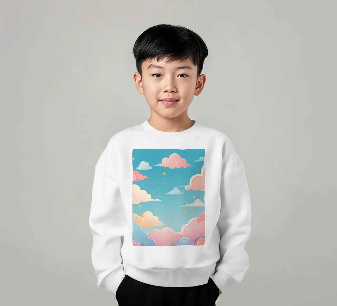 pastello Nuvole e stelle colorate riempiono il cielo felpa bambino da DesignDoodle