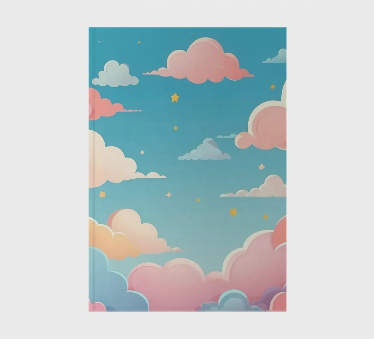 pastel Colorful clouds and stars fill the sky notebook by DesignDoodle