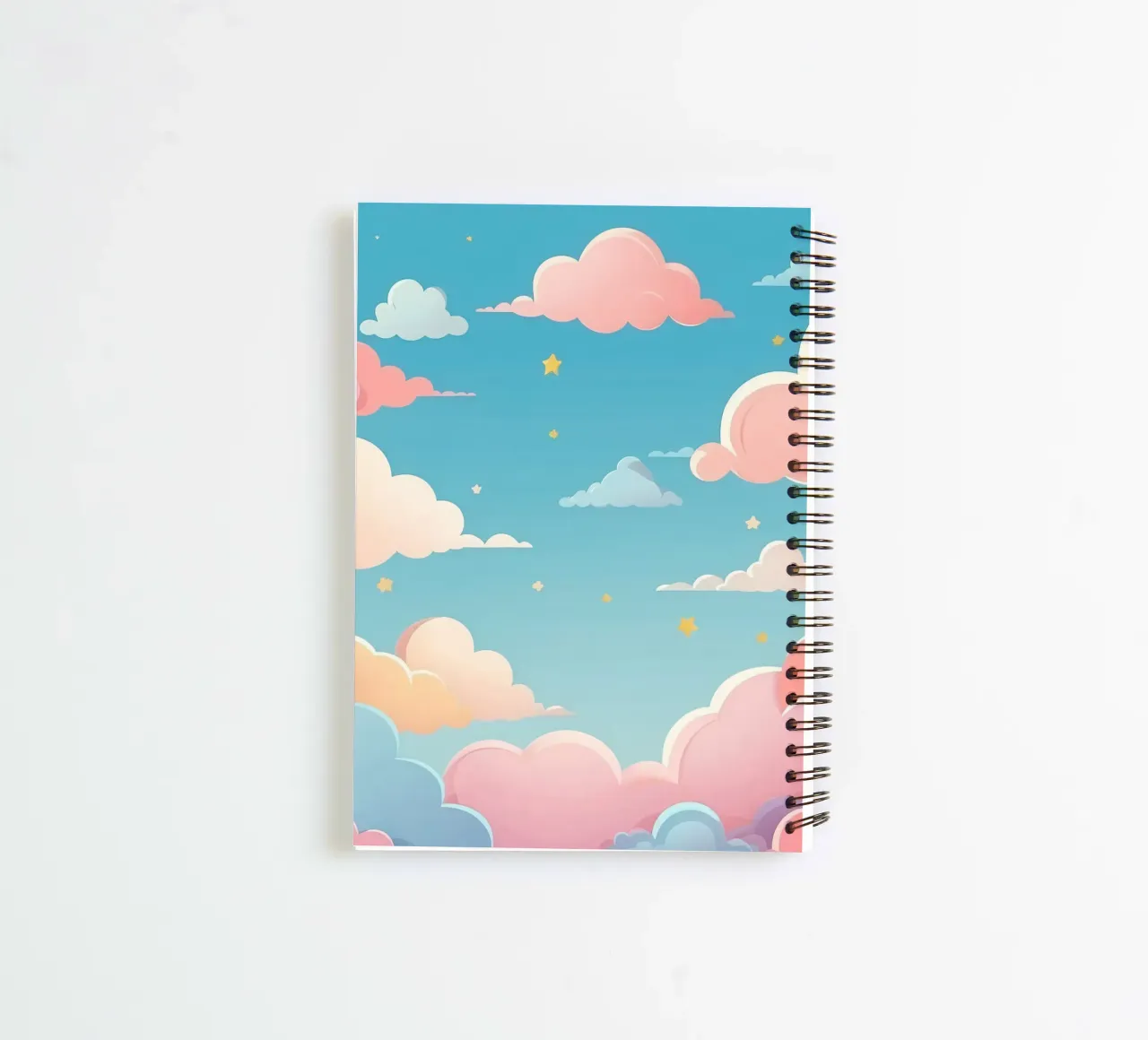 pastel Colorful clouds and stars fill the sky spiral notebook by DesignDoodle