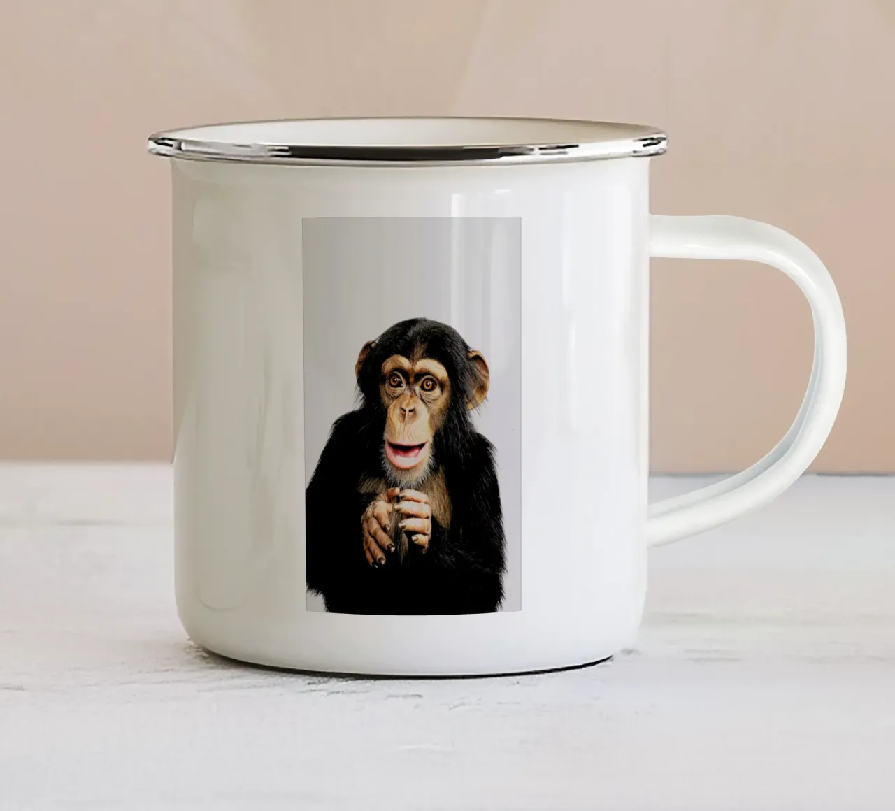 Chimpanzee taza de esmalte de Paws & Claws
