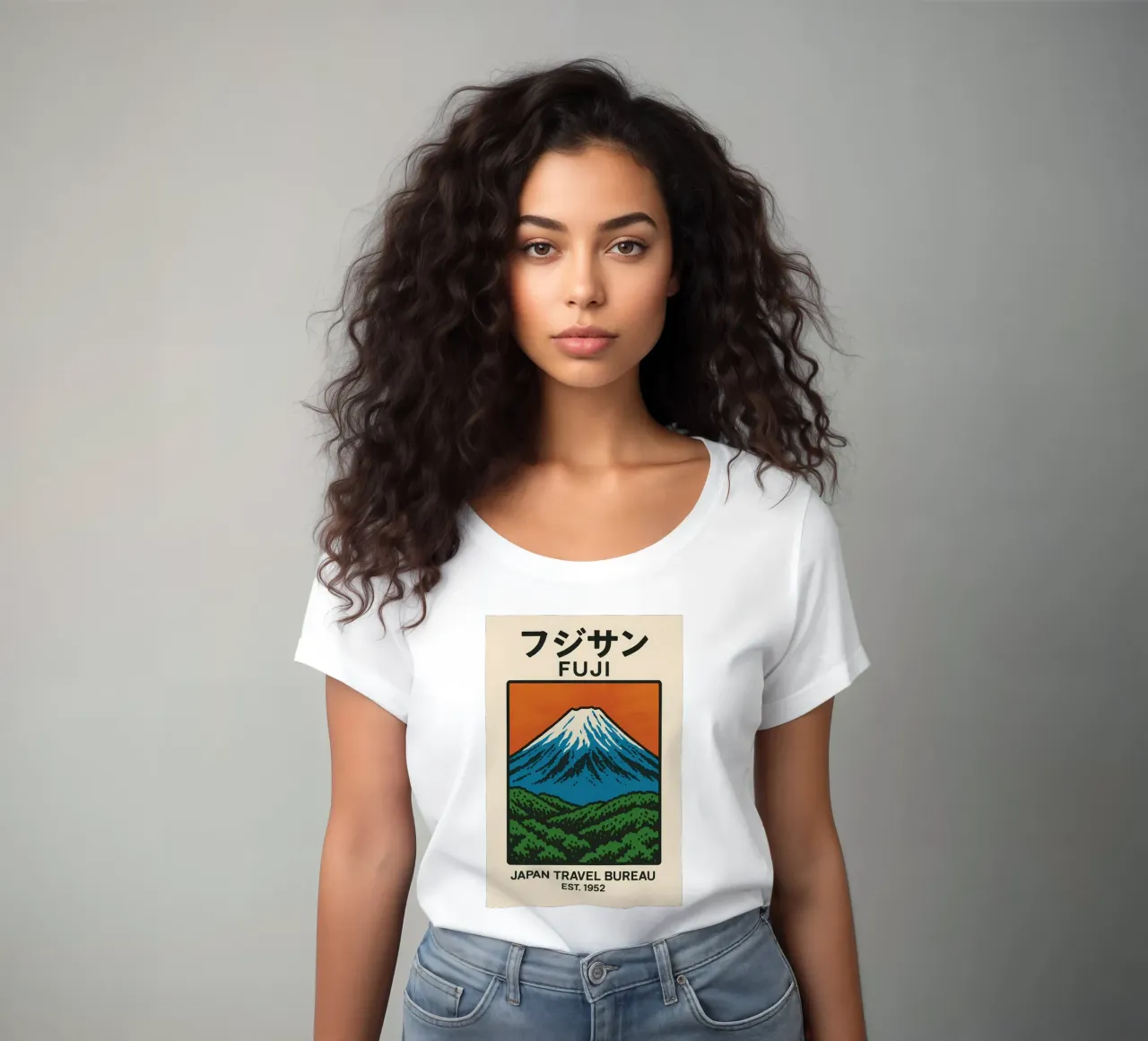 World Icons – Retro Travel Series - Fuji View women's fitted t-shirt by Studio Mooodz