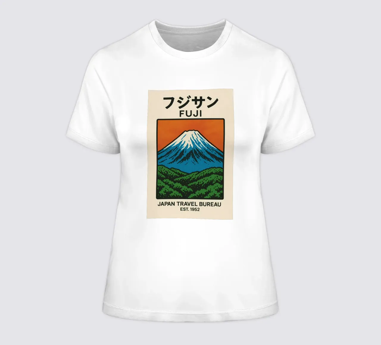 World Icons – Retro Travel Series - Fuji View women's fitted t-shirt by Studio Mooodz