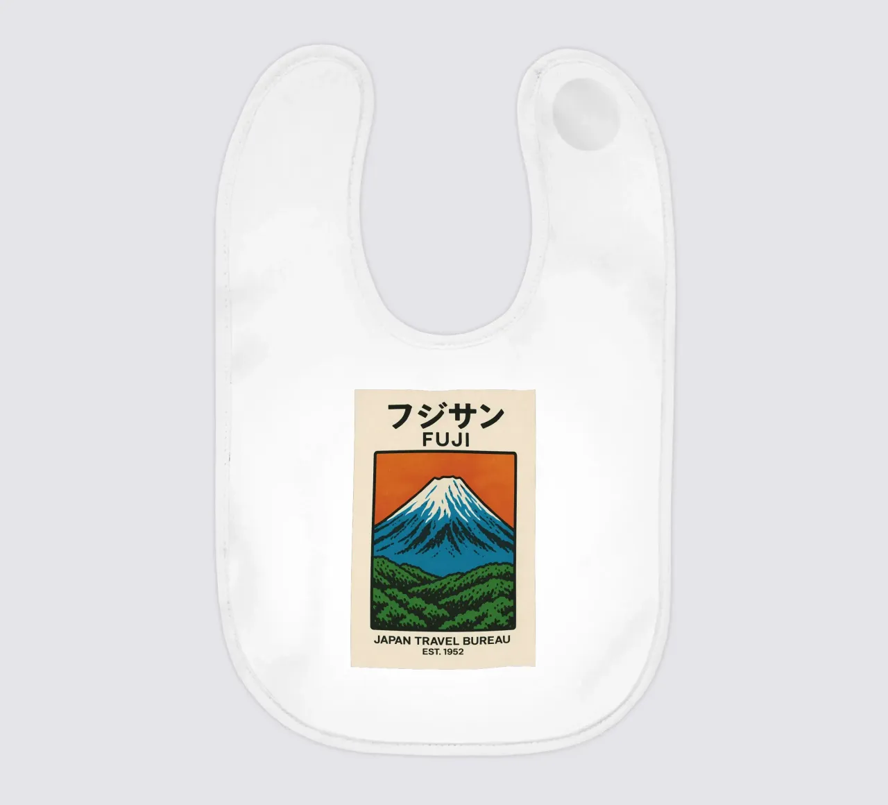 World Icons – Retro Travel Series - Fuji View Babylätzchen von Studio Mooodz