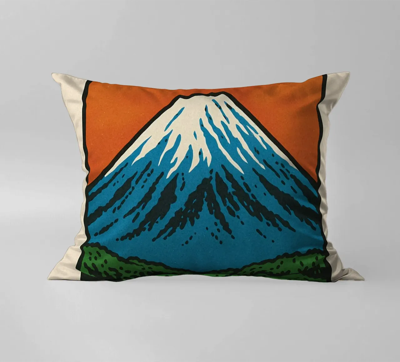 World Icons – Retro Travel Series - Fuji View decorative cushion by Studio Mooodz