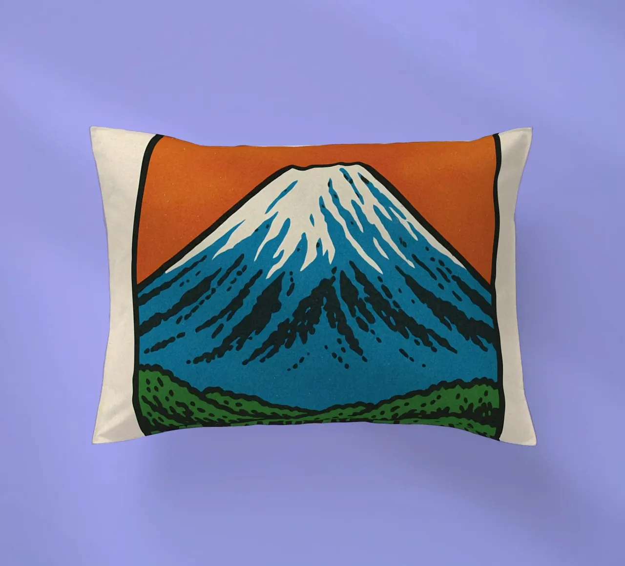 World Icons – Retro Travel Series - Fuji View decorative cushion by Studio Mooodz