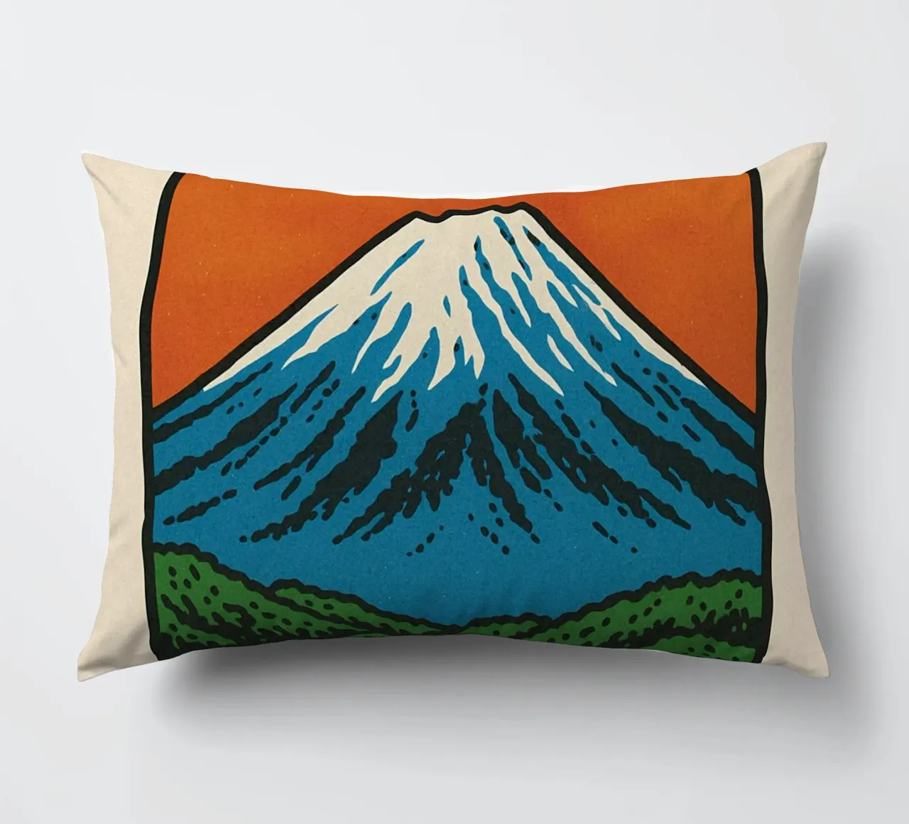World Icons – Retro Travel Series - Fuji View decorative cushion by Studio Mooodz