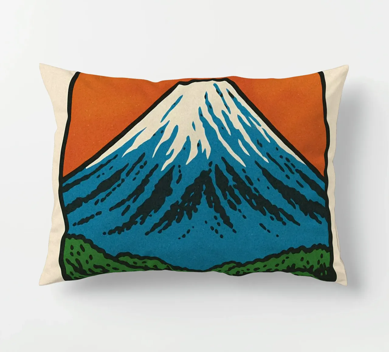 World Icons – Retro Travel Series - Fuji View decorative cushion by Studio Mooodz