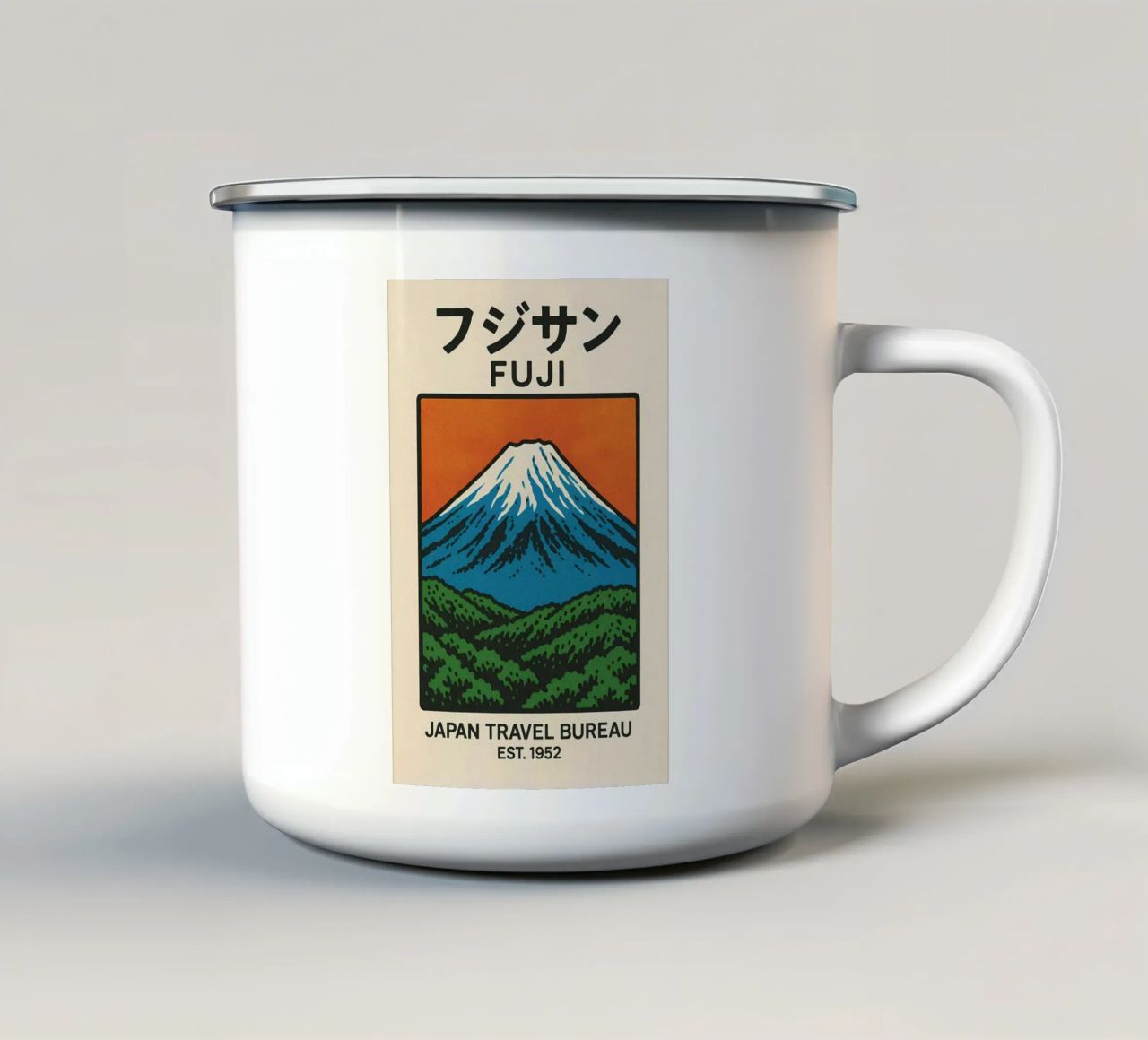 World Icons – Retro Travel Series - Fuji View tazza in smalto da Studio Mooodz