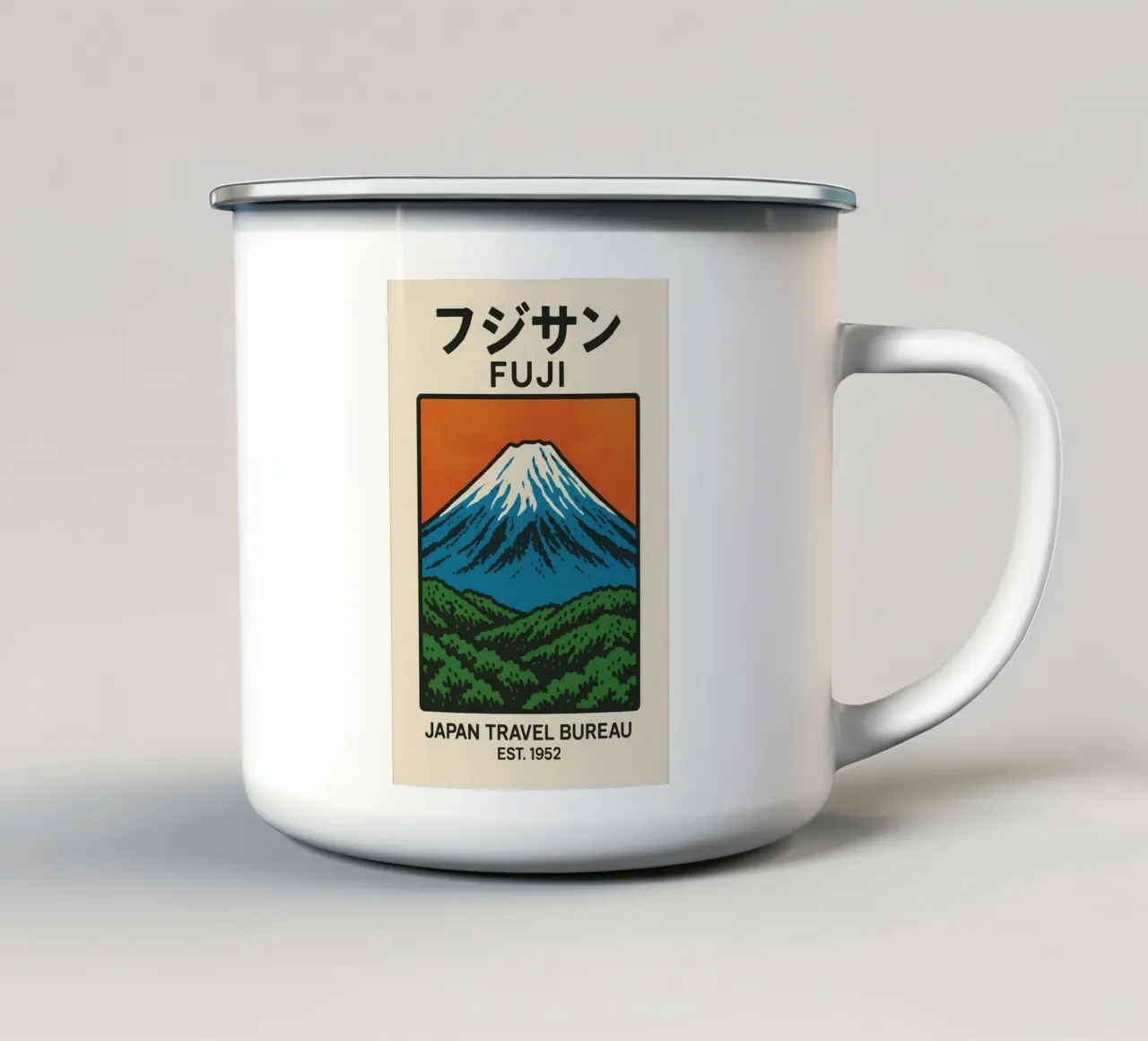World Icons – Retro Travel Series - Fuji View tazza in smalto da Studio Mooodz