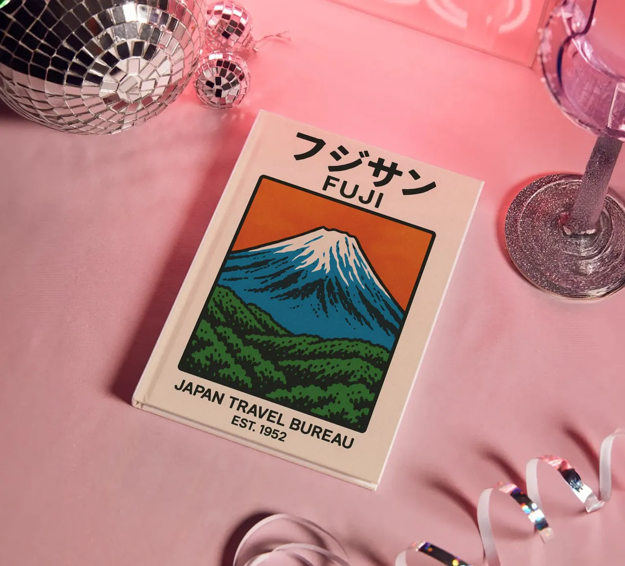 World Icons – Retro Travel Series - Fuji View notebook by Studio Mooodz