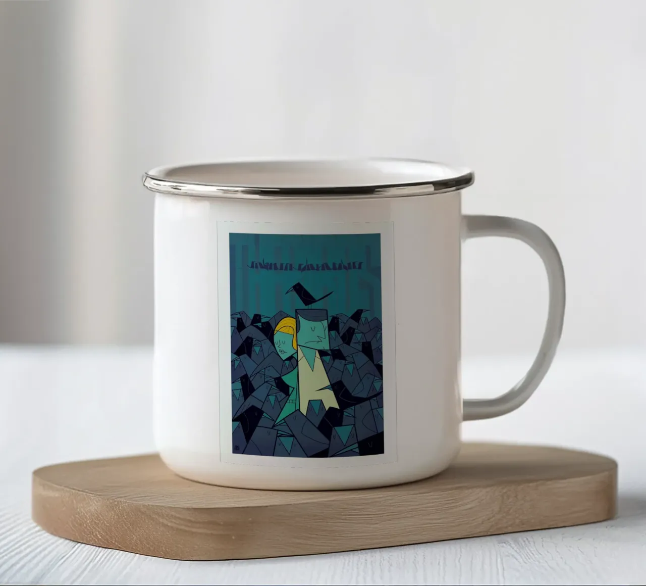 Birds tazza in smalto da Ale Giorgini