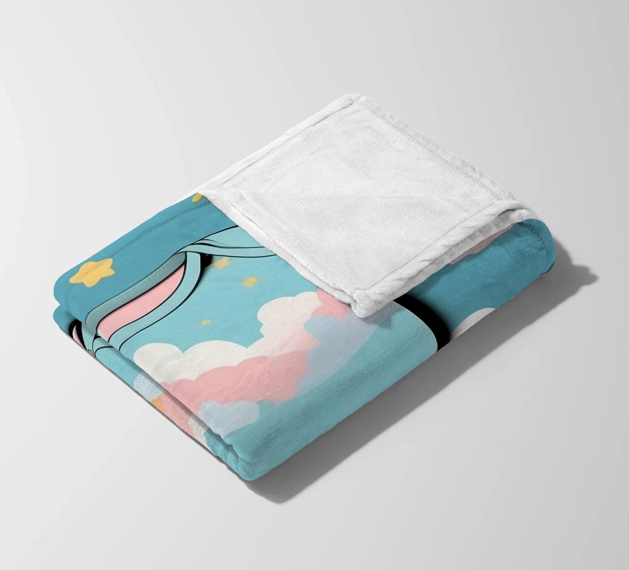 Grenouillère pour bébé avec motif de nuages en bleu, rose et jaune. plaid polaire de DesignDoodle