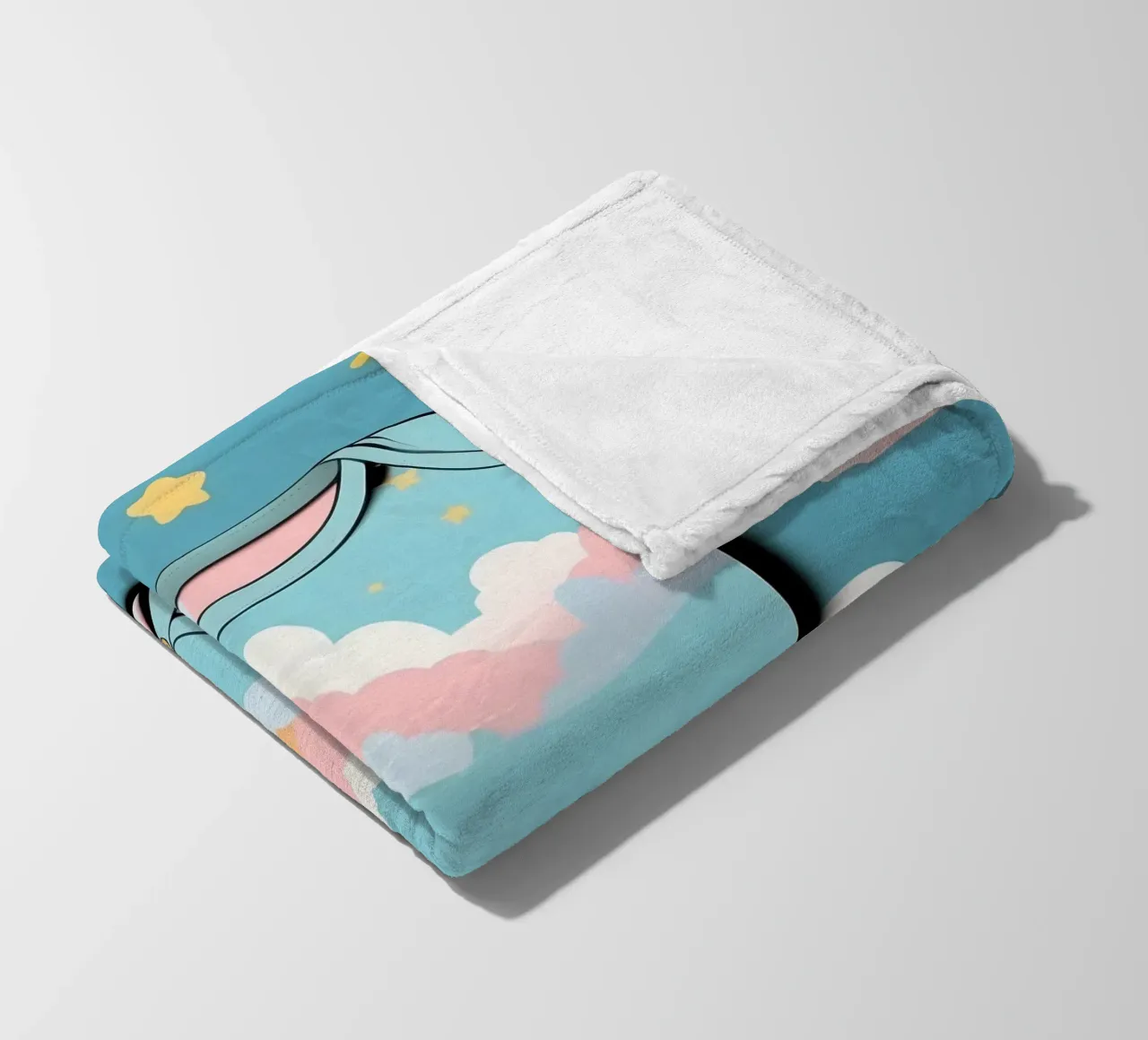 Tutina per neonato con motivo a nuvole nei colori blu, rosa e giallo ton. coperta in pile da DesignDoodle