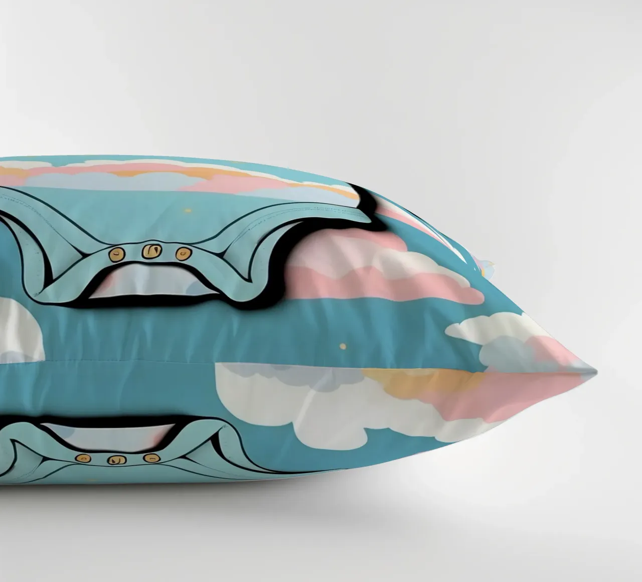 Tutina per neonato con motivo a nuvole nei colori blu, rosa e giallo ton. cuscino da DesignDoodle