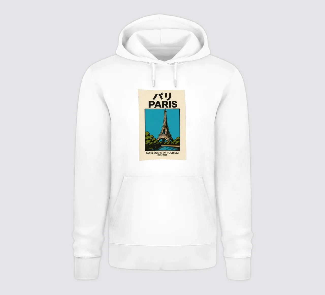 World Icons – Retro Travel Series - Eiffel View hoodie van Studio Mooodz