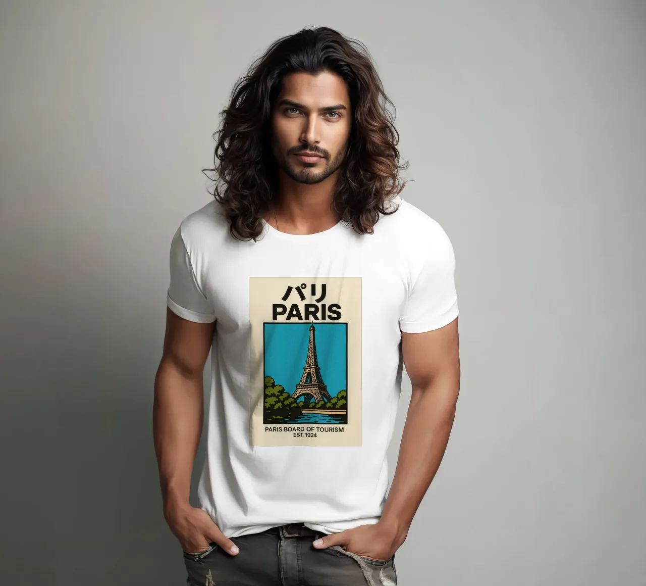 World Icons – Retro Travel Series - Eiffel View t-shirt de Studio Mooodz