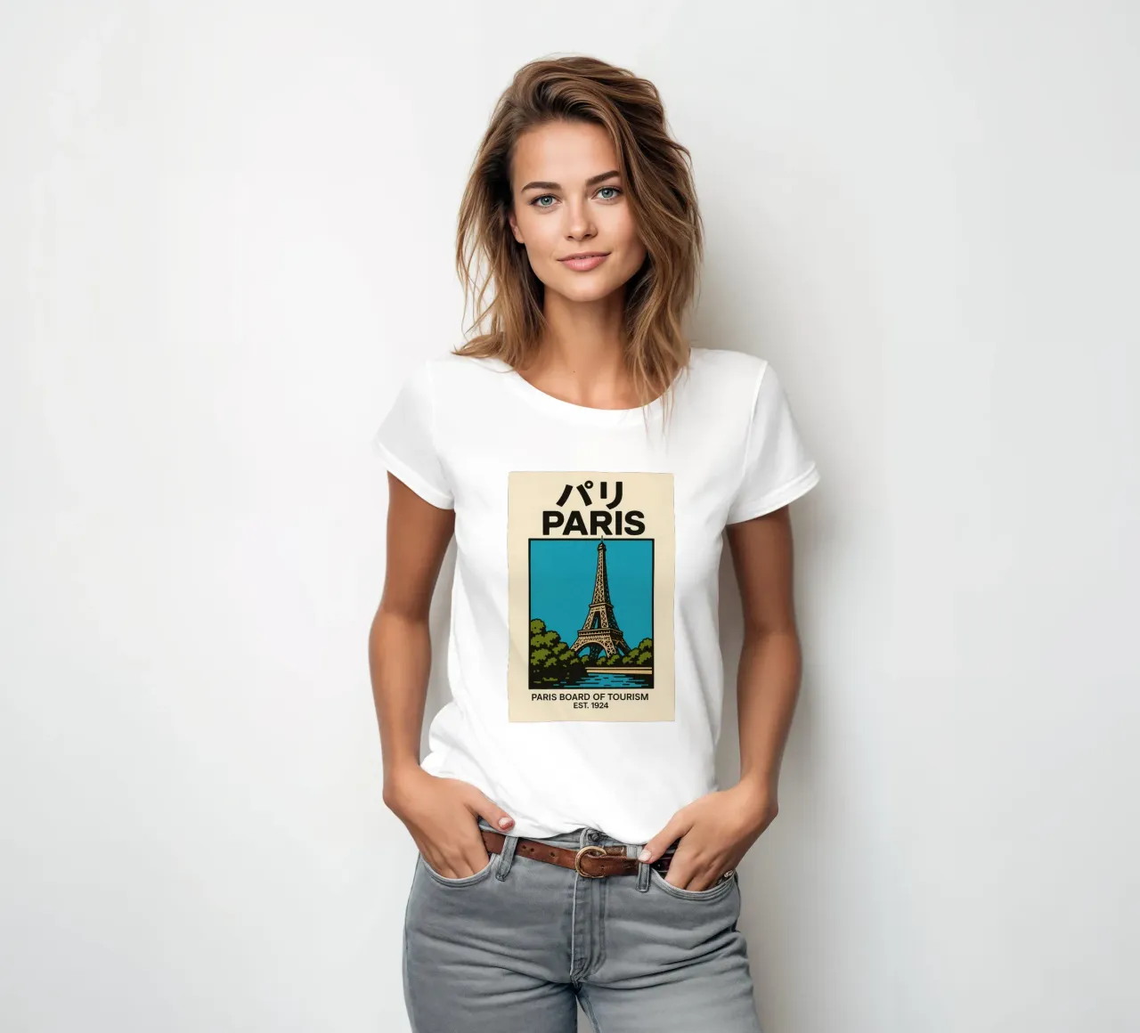 World Icons – Retro Travel Series - Eiffel View t-shirt da donna da Studio Mooodz