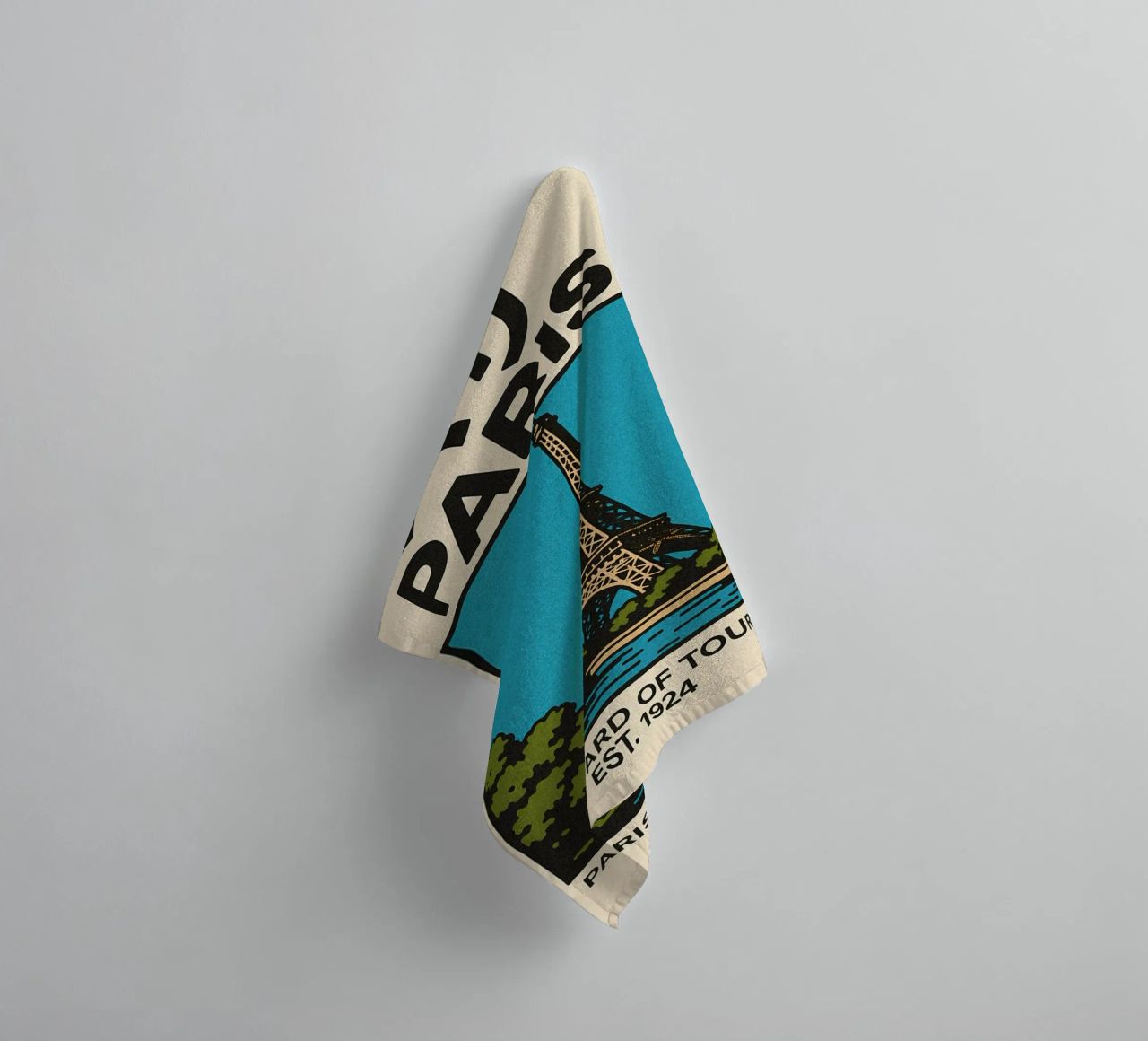 World Icons – Retro Travel Series - Eiffel View asciugamano da bagno da Studio Mooodz