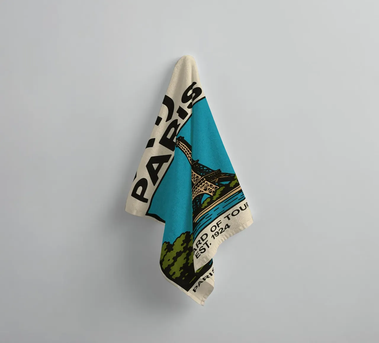 World Icons – Retro Travel Series - Eiffel View towel by Studio Mooodz