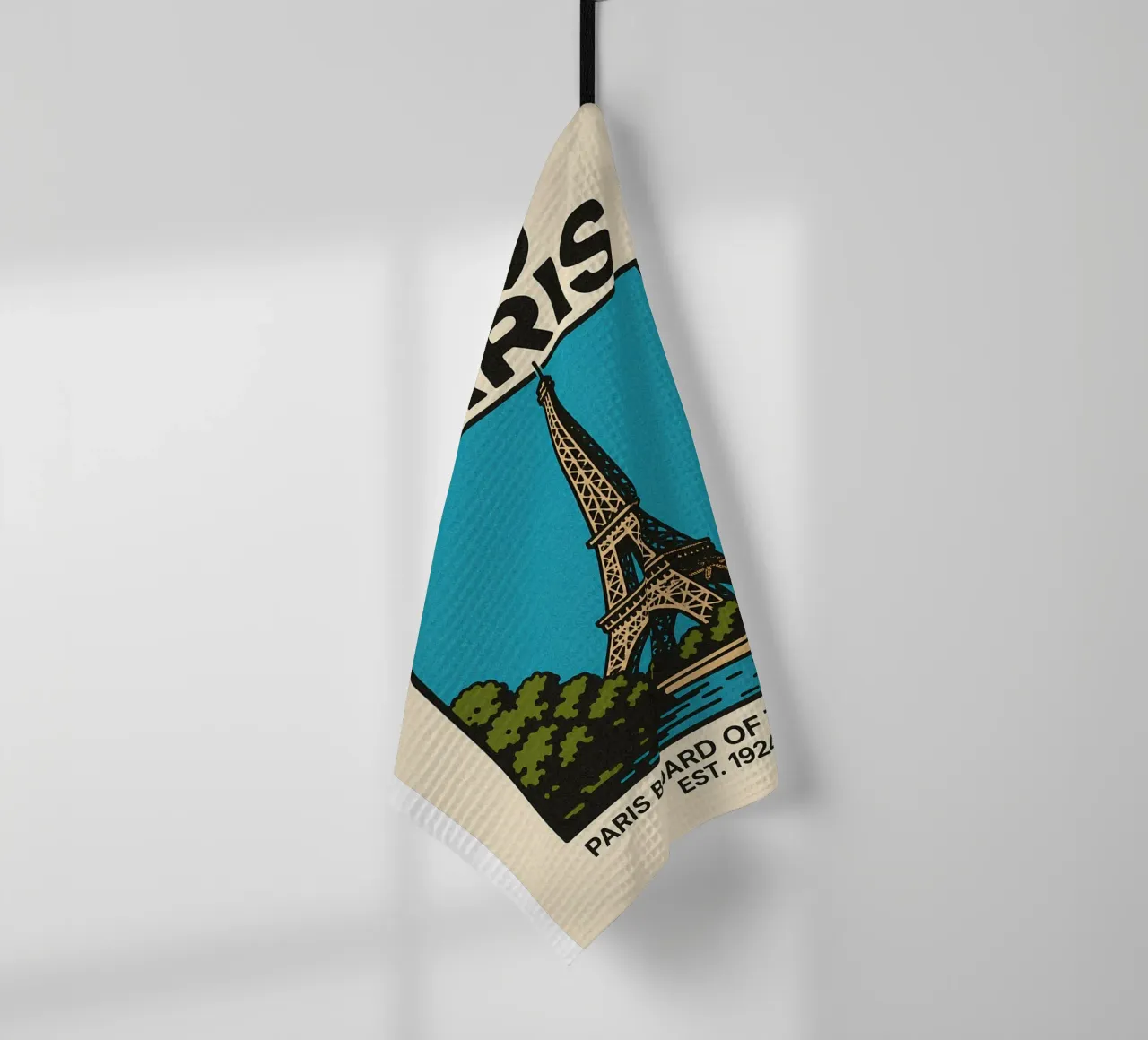 World Icons – Retro Travel Series - Eiffel View theedoek van Studio Mooodz
