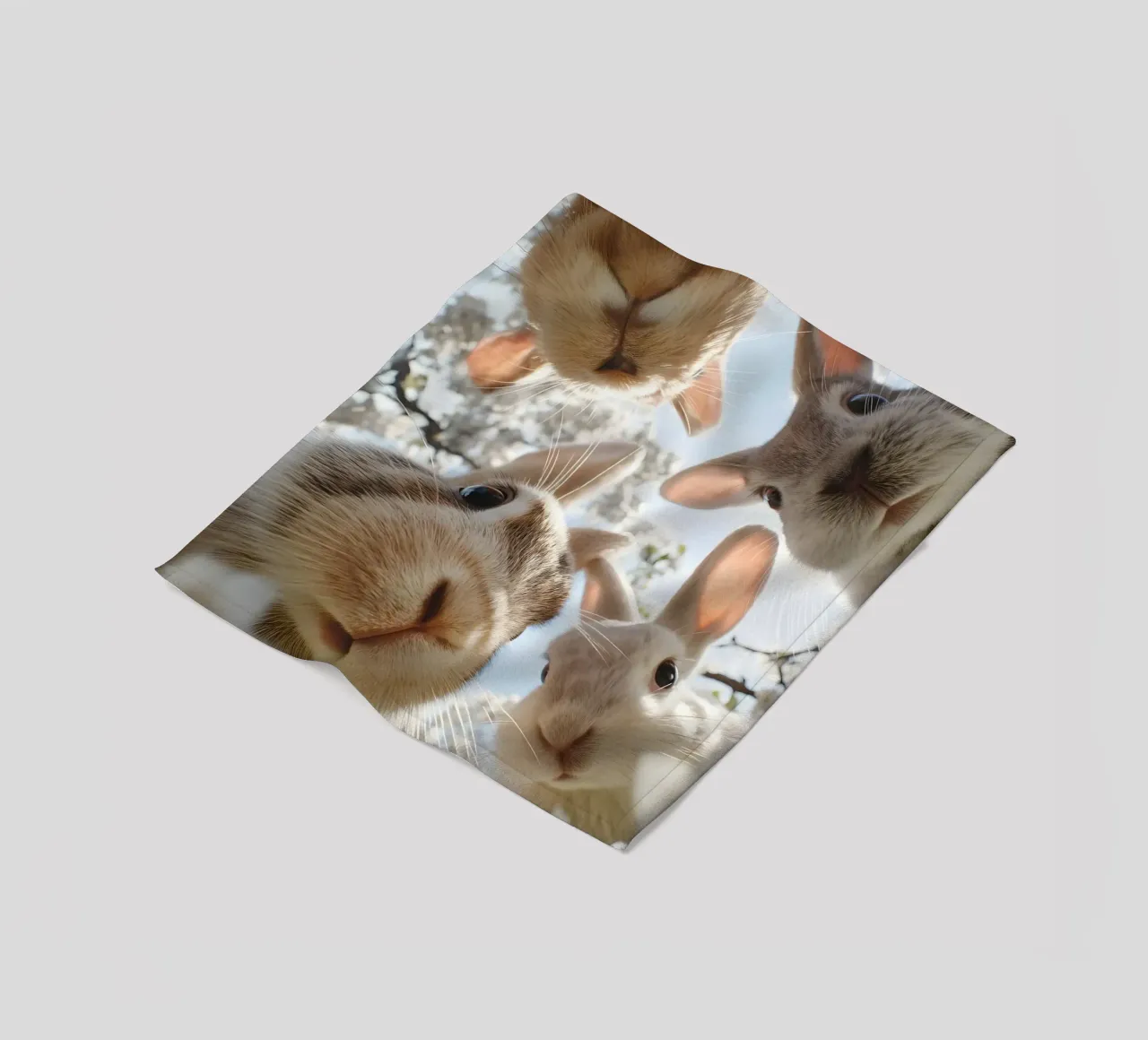 Spring greetings from the rabbit gang fleece blanket by M-Ulrich-Digital Art