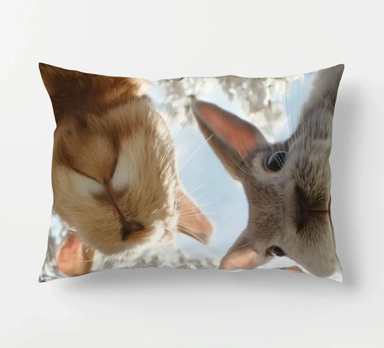Spring greetings from the rabbit gang decorative cushion by M-Ulrich-Digital Art
