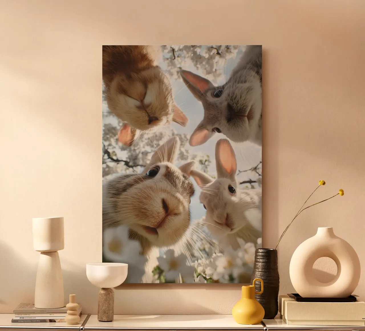 Saluti di primavera dalla banda dei conigli alluminio dibond da M-Ulrich-Digital Art