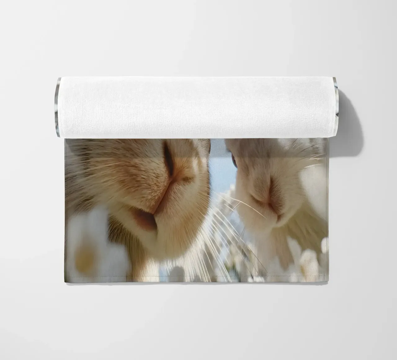 Spring greetings from the rabbit gang beach towel by M-Ulrich-Digital Art