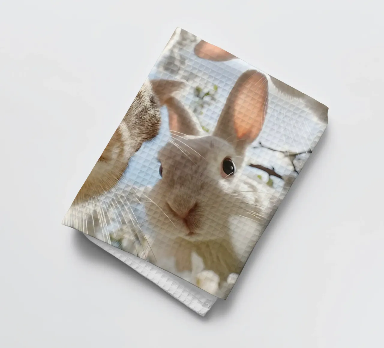 Spring greetings from the rabbit gang tea towel by M-Ulrich-Digital Art