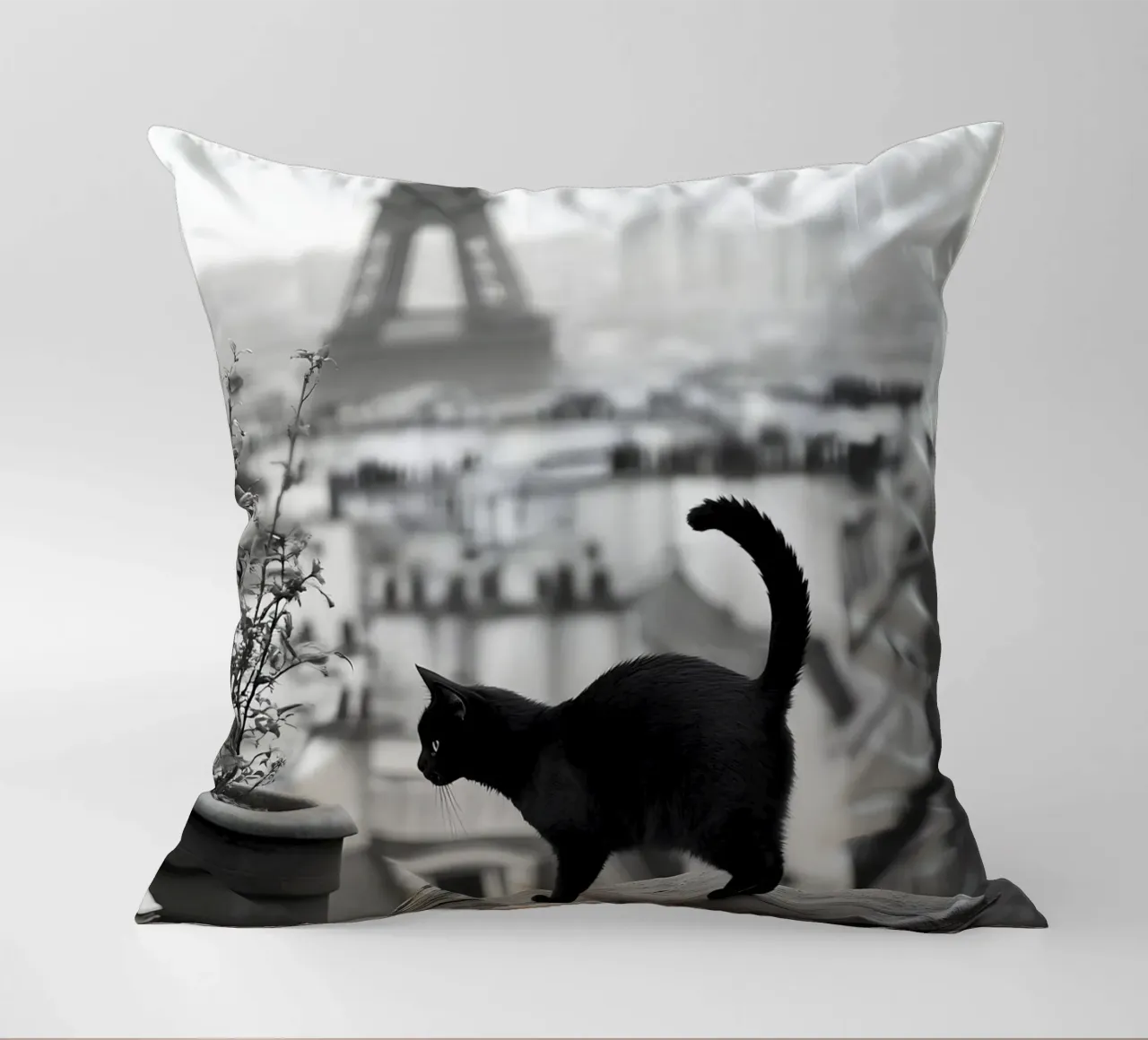 Passerella sui tetti di Parigi cuscino da M-Ulrich-Digital Art