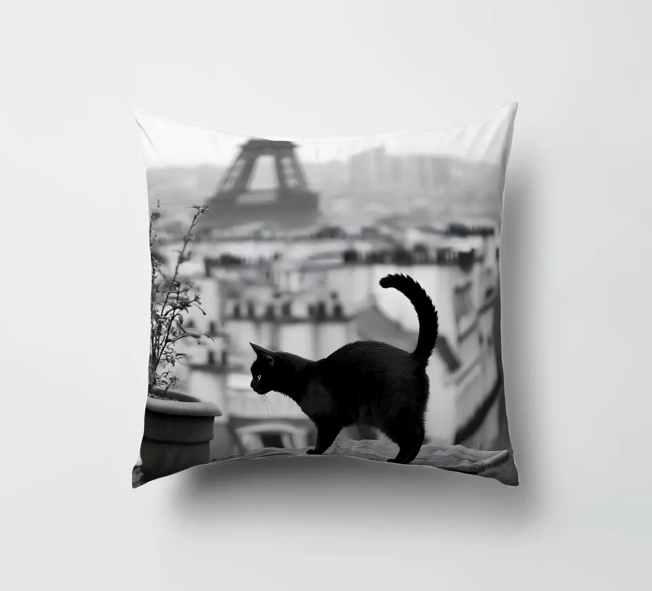 Passerella sui tetti di Parigi cuscino da M-Ulrich-Digital Art