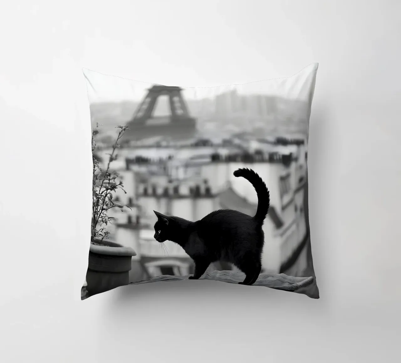 Passerella sui tetti di Parigi cuscino da M-Ulrich-Digital Art