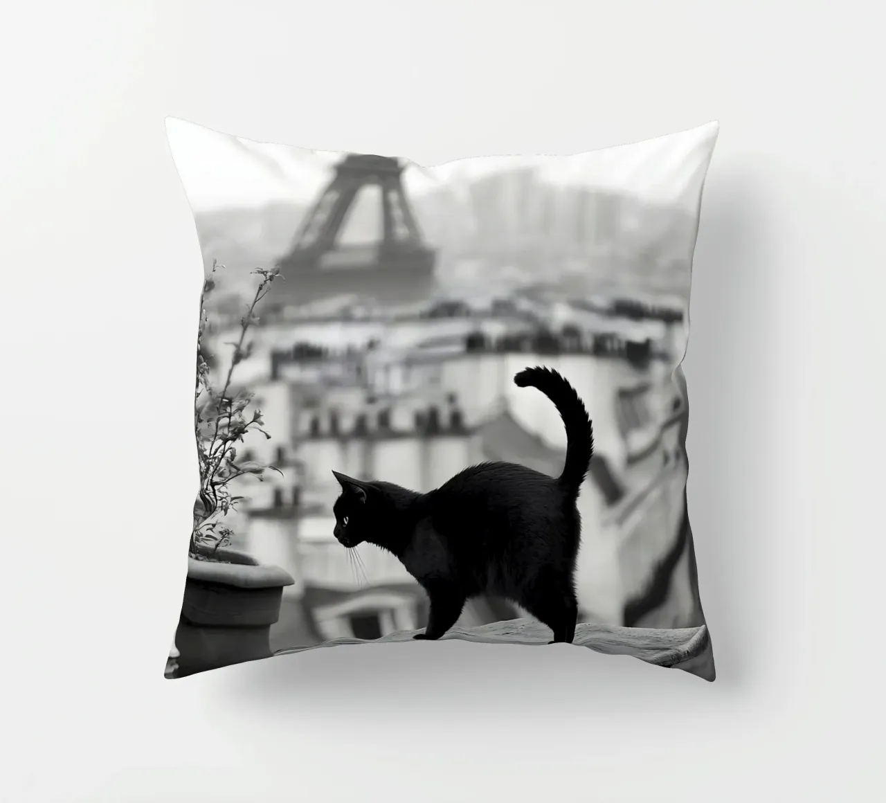 Passerella sui tetti di Parigi cuscino da M-Ulrich-Digital Art