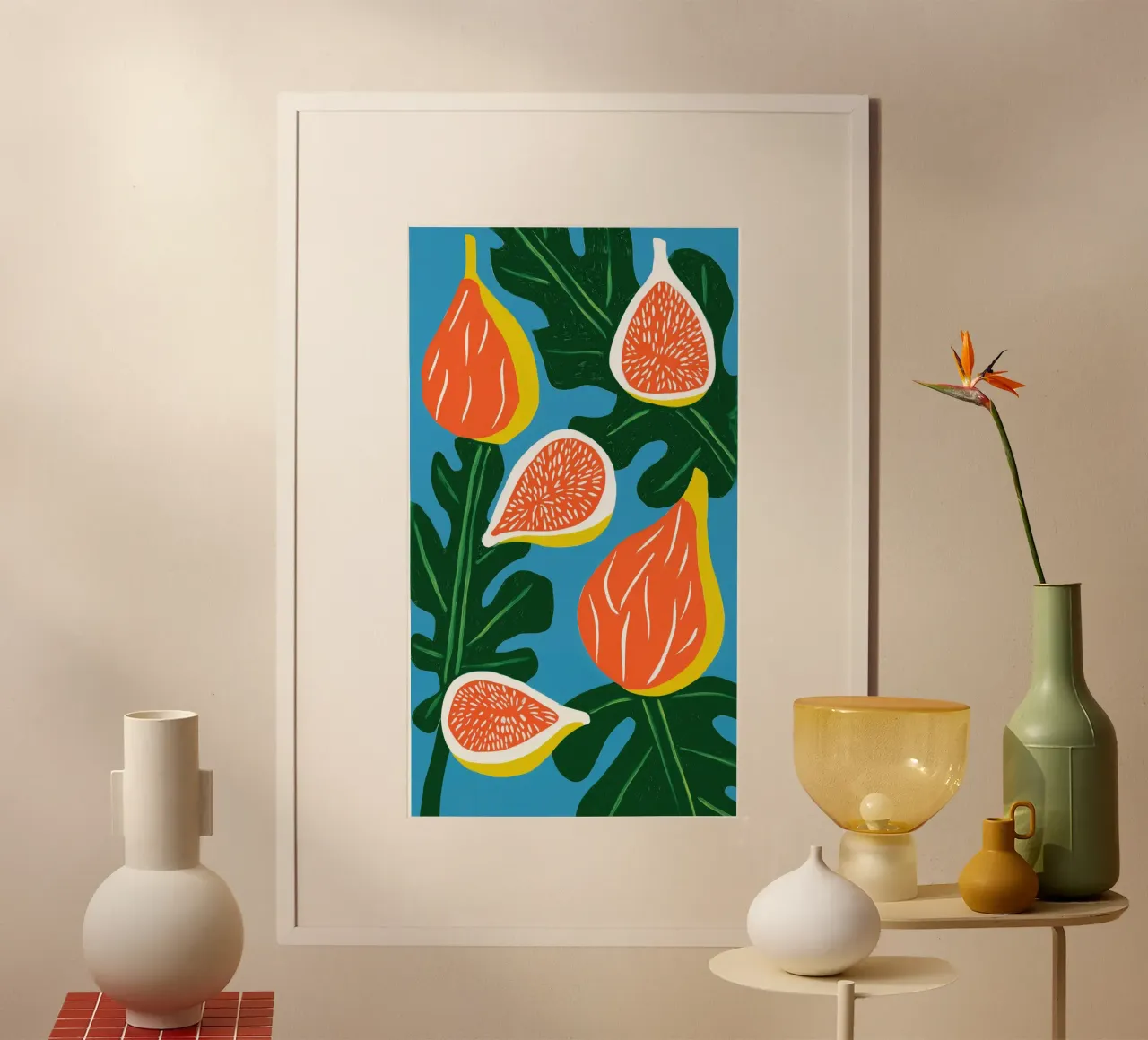 Fichi maturi decorativi in formato verticale per la cucina poster con telaio in alluminio da Autofocus