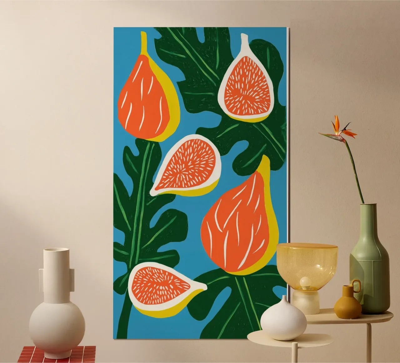 Fichi maturi decorativi in formato verticale per la cucina poster con telaio in alluminio da Autofocus